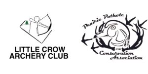 Logos of Little Crow Archery Club and Prairie Pothole Conservation Association