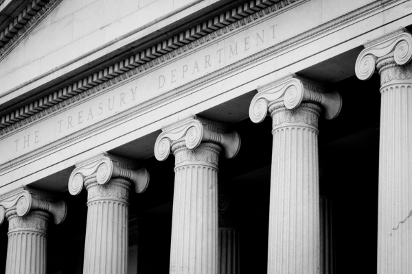 A photo of the US Treasury Department Building.